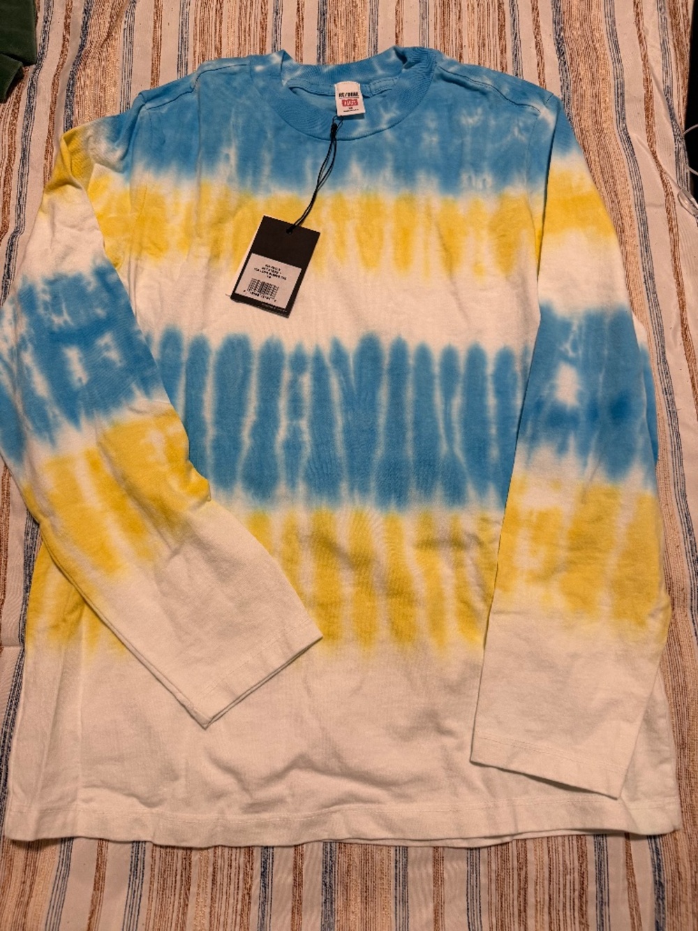 Re/Done 50s Long Sleeve Tee in Sky Stripe Size XS